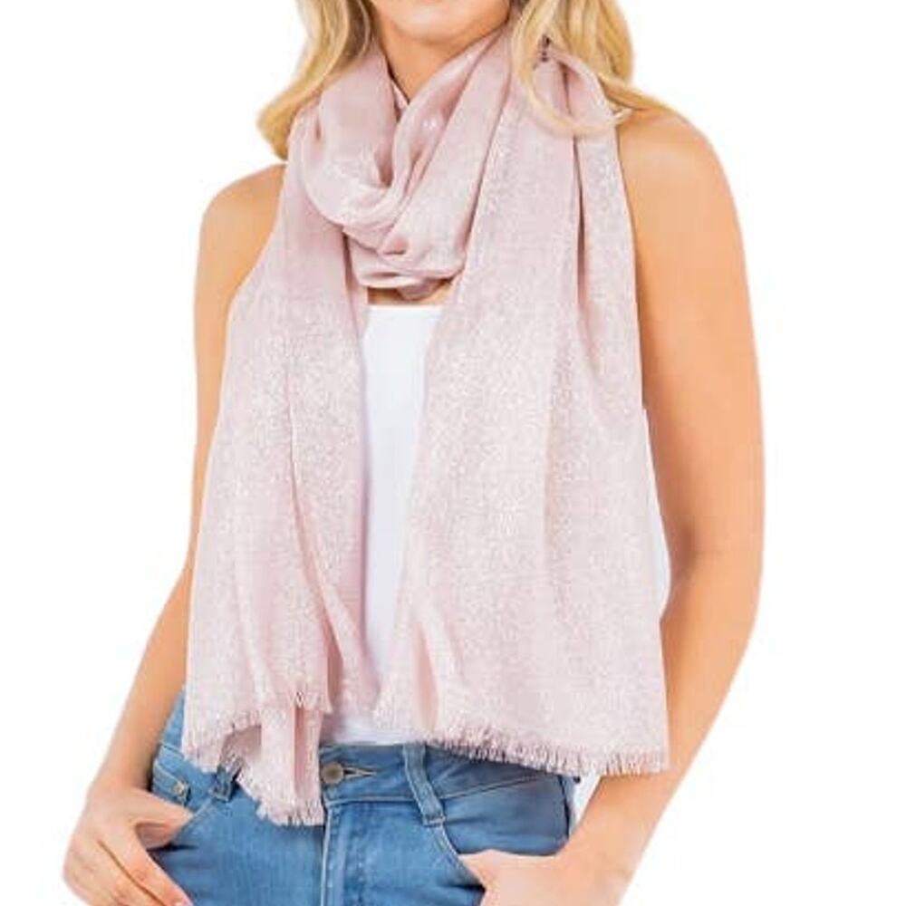 Light Pink Metallic Lurex Scarf